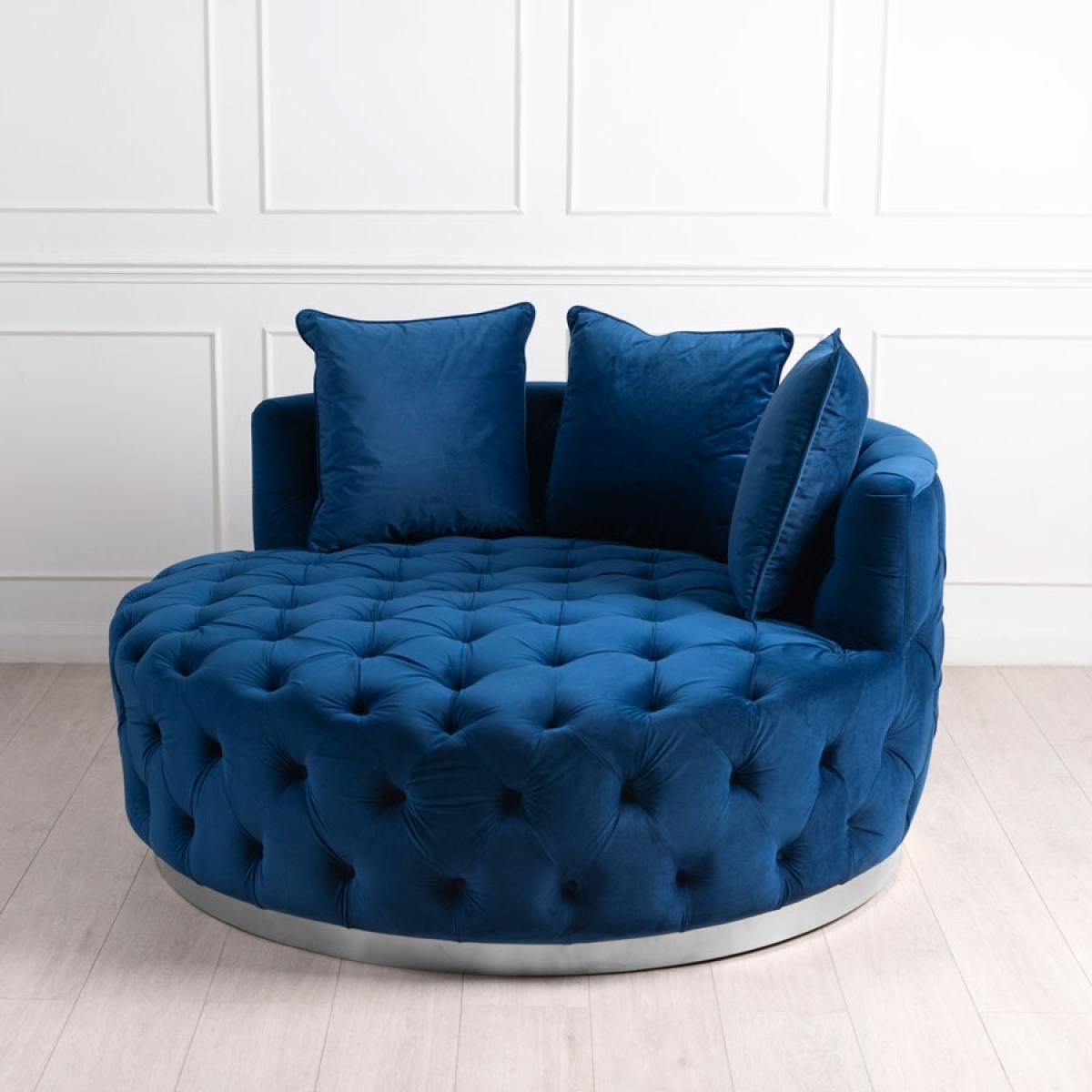 Frankfurt Loveseat - Navy Blue - Silver Base – image 4