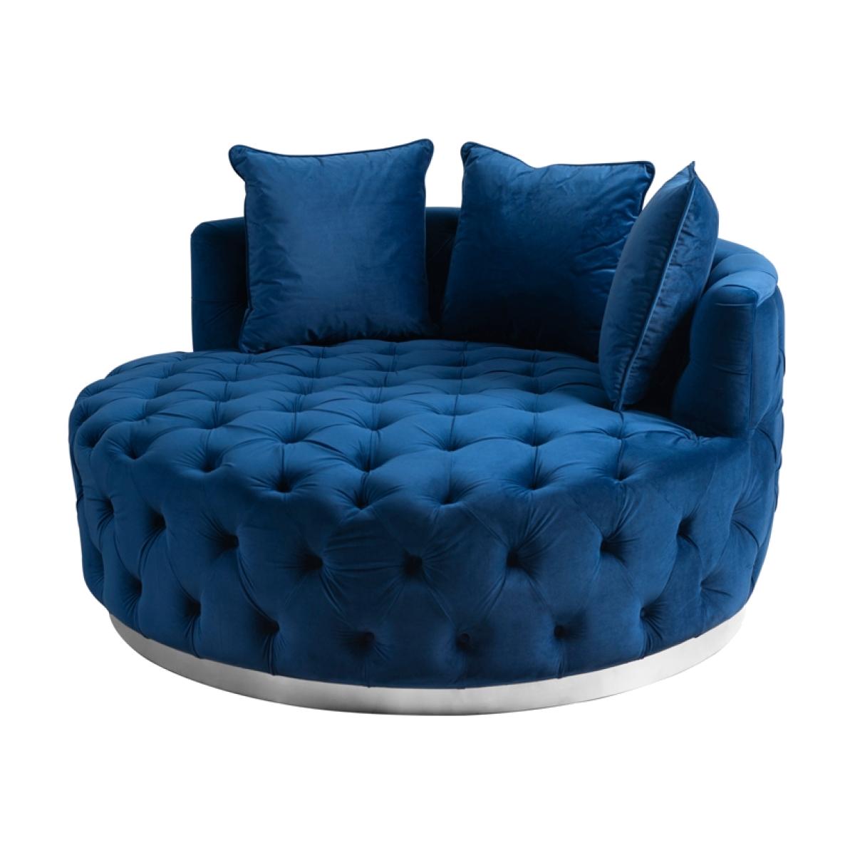 Frankfurt Loveseat - Navy Blue - Silver Base – image 1