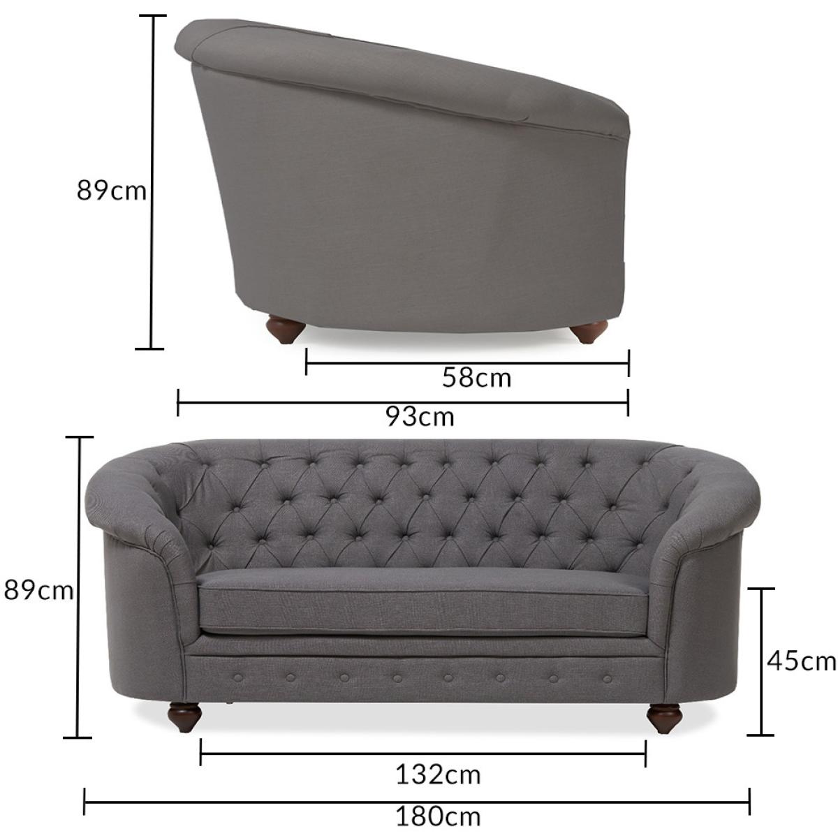 Chloe Chesterfield Grey Linen Fabric Two-Seater Sofa – image 11