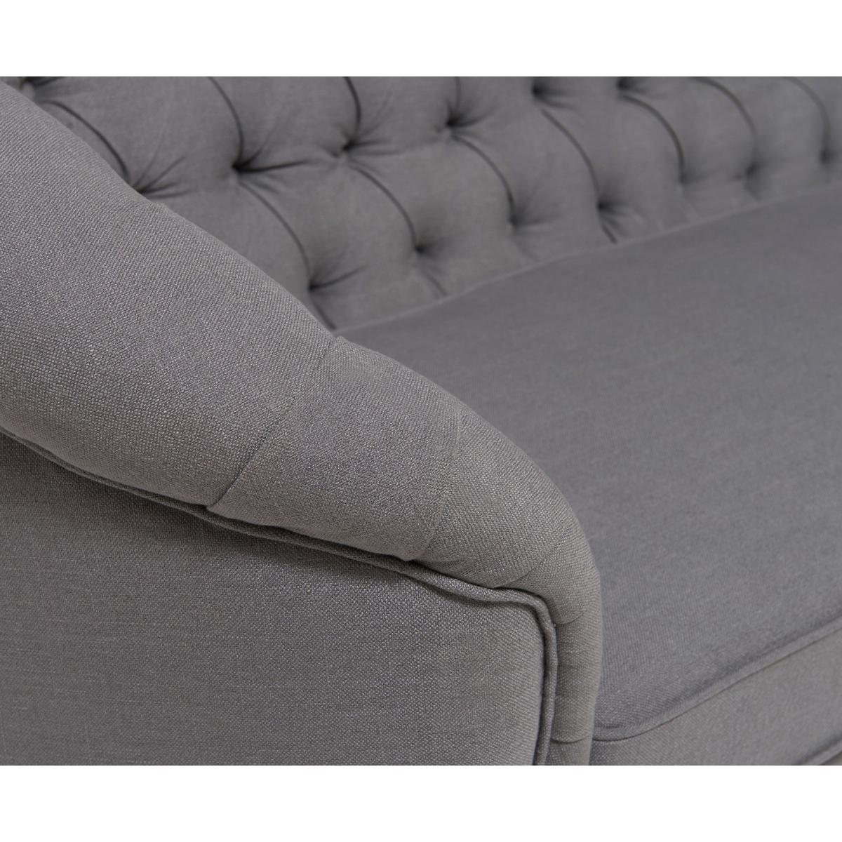Chloe Chesterfield Grey Linen Fabric Two-Seater Sofa – image 6