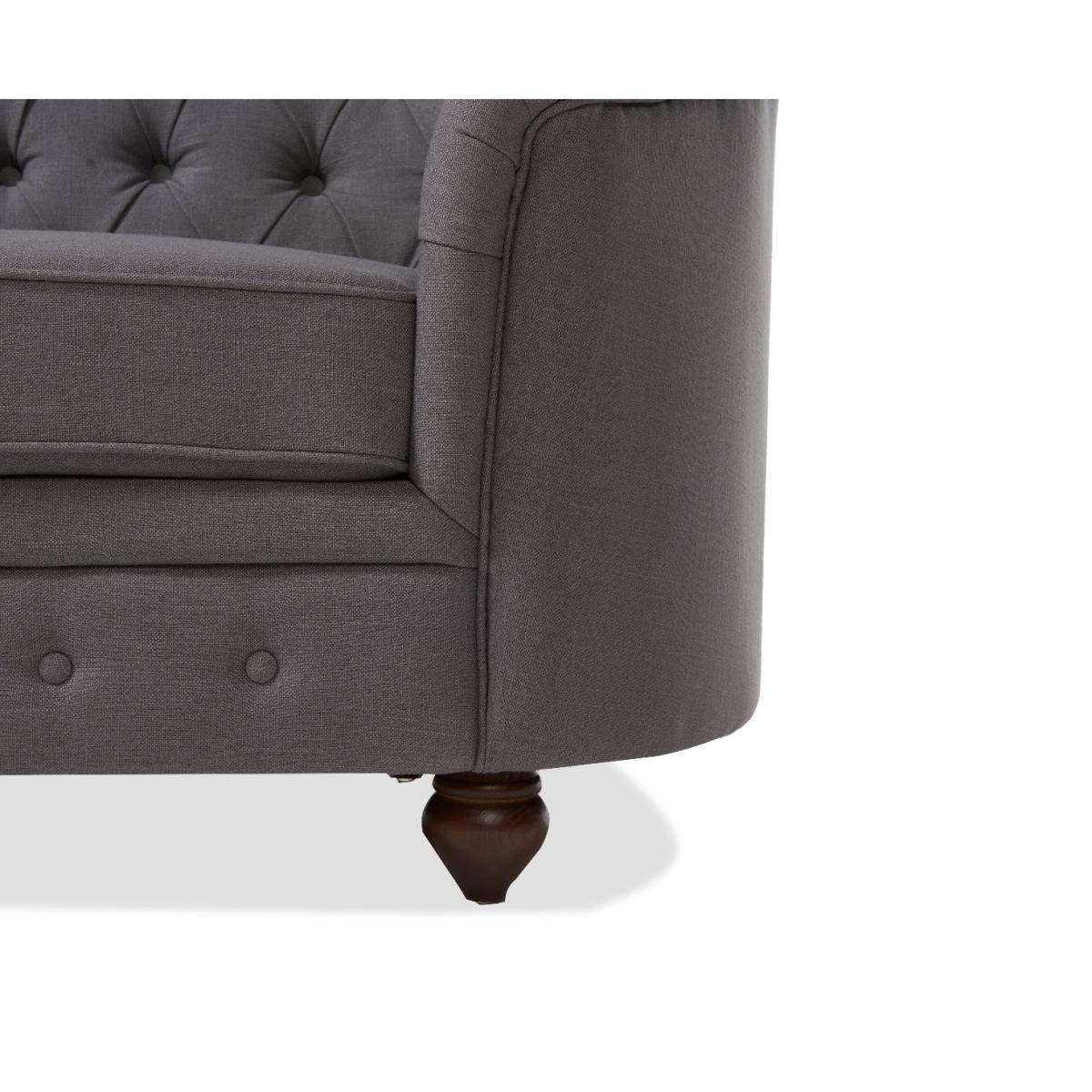 Chloe Chesterfield Grey Linen Fabric Two-Seater Sofa – image 7