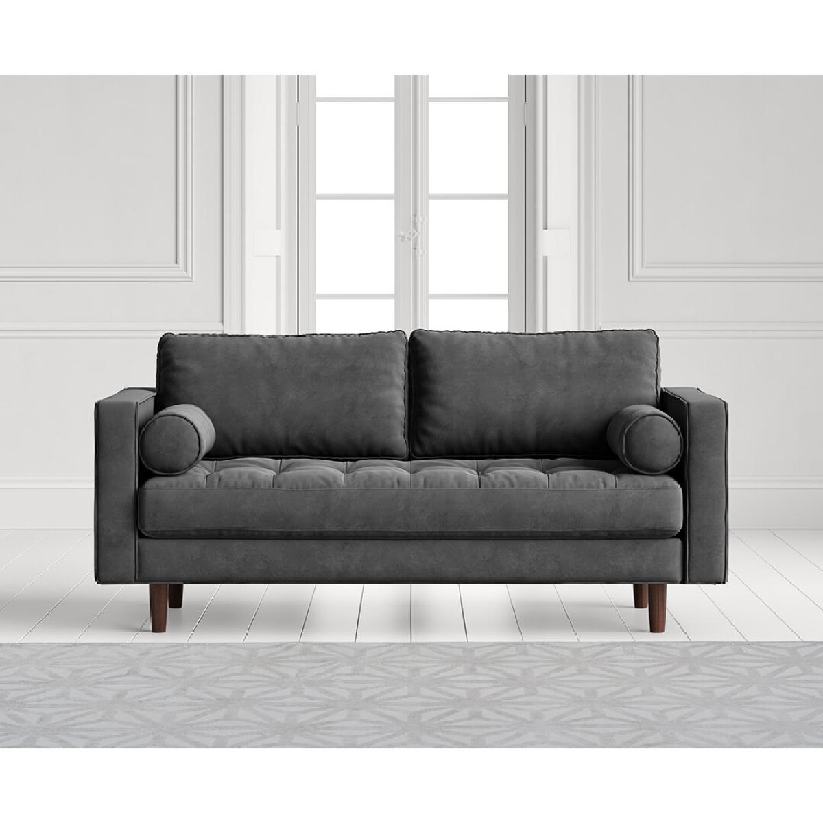 Elliott Cement Grey Velvet Two Seater Sofa – image 2