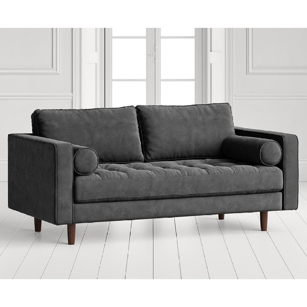 Elliott Cement Grey Velvet Two Seater Sofa – image 3