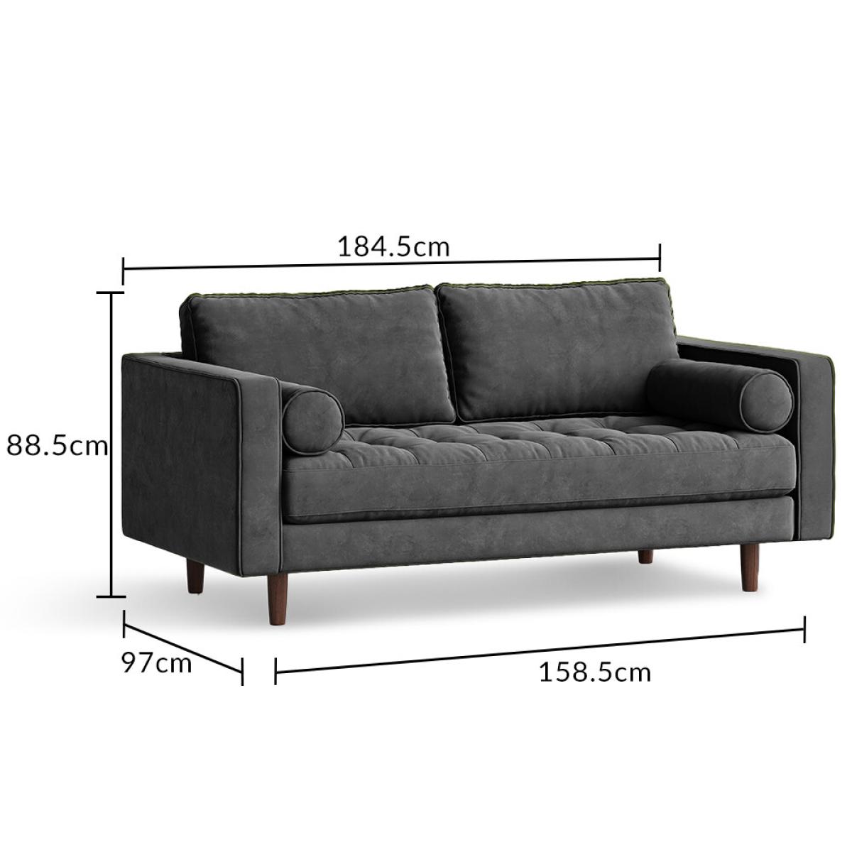 Elliott Cement Grey Velvet Two Seater Sofa – image 5