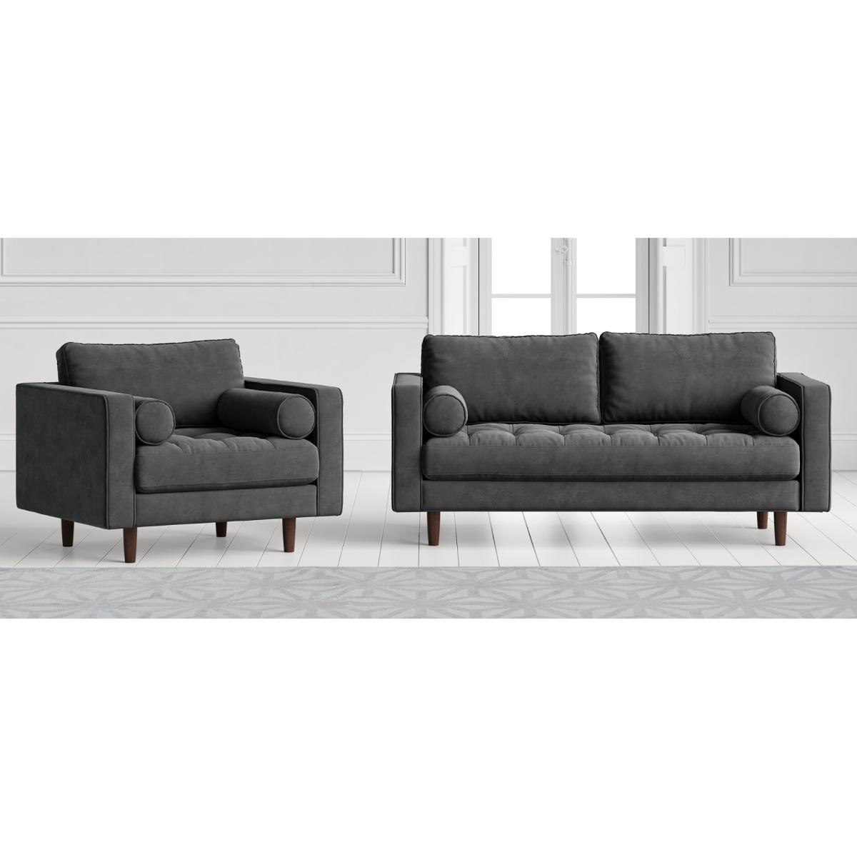 Elliott Cement Grey Velvet Two Seater Sofa – image 8