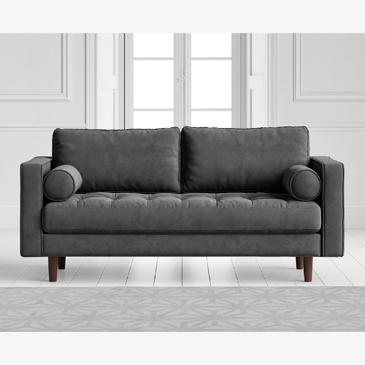 Elliott Cement Grey Velvet Two Seater Sofa – image 1