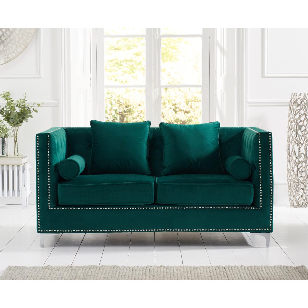 New York Green Velvet 2 Seater Sofa – image 2