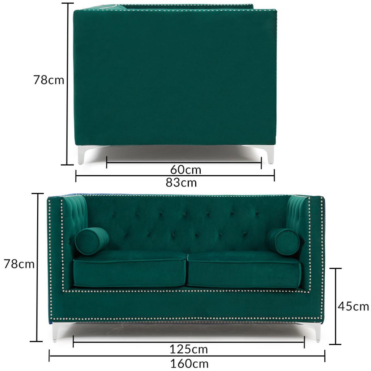 New York Green Velvet 2 Seater Sofa – image 12