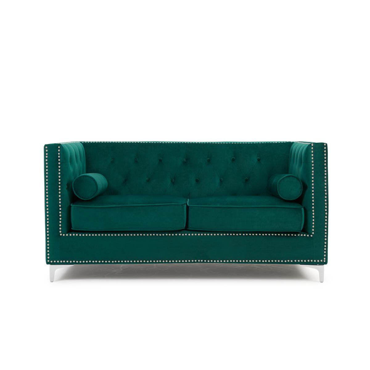 New York Green Velvet 2 Seater Sofa – image 3