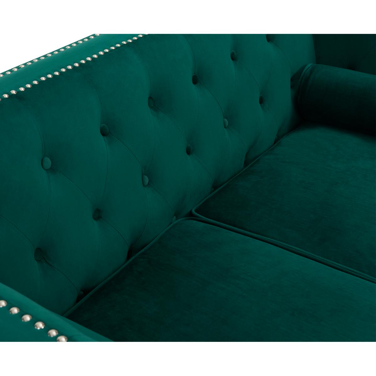 New York Green Velvet 2 Seater Sofa – image 9