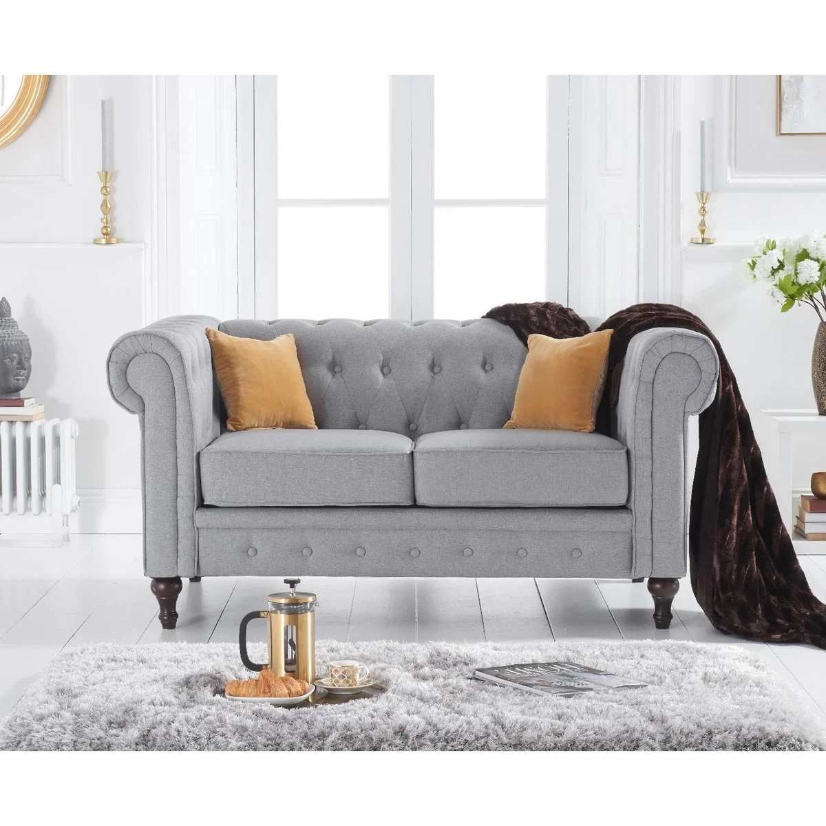 Calama Grey Linen 2 Seater Sofa – image 2