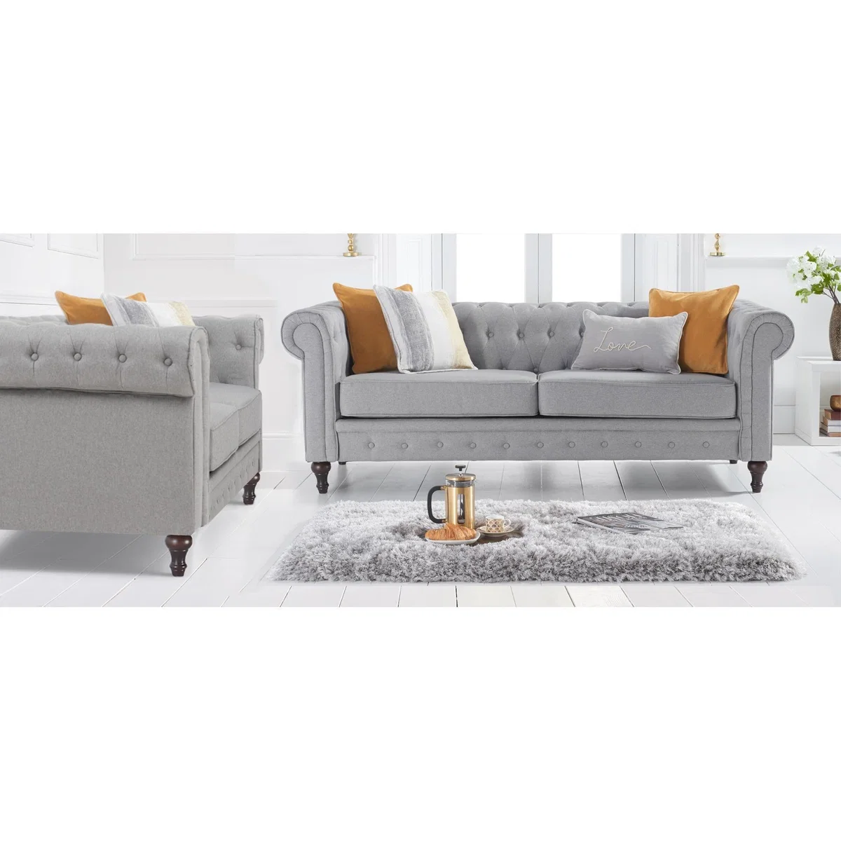 Calama Grey Linen 2 Seater Sofa – image 11