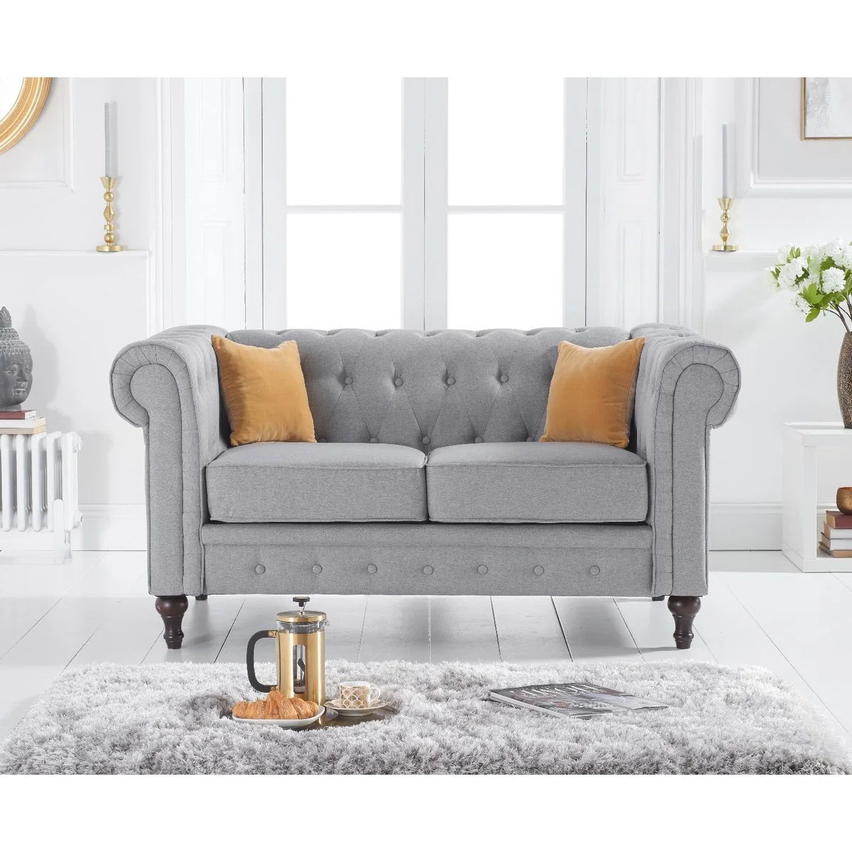 Calama Grey Linen 2 Seater Sofa – image 3