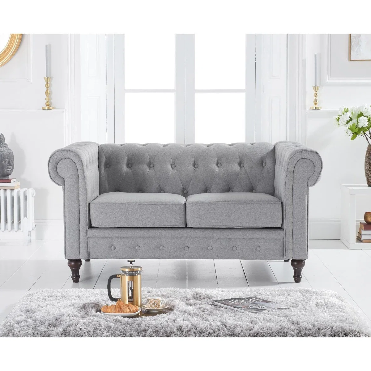 Calama Grey Linen 2 Seater Sofa – image 4