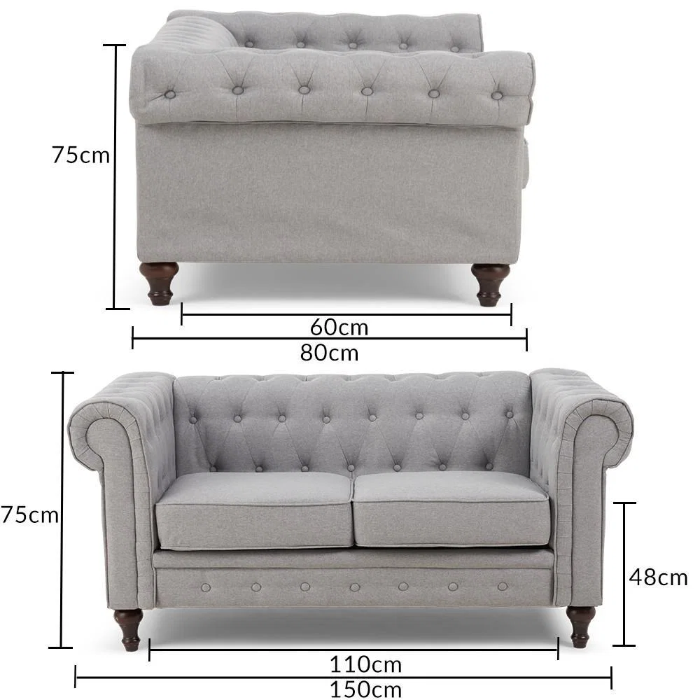 Calama Grey Linen 2 Seater Sofa – image 10