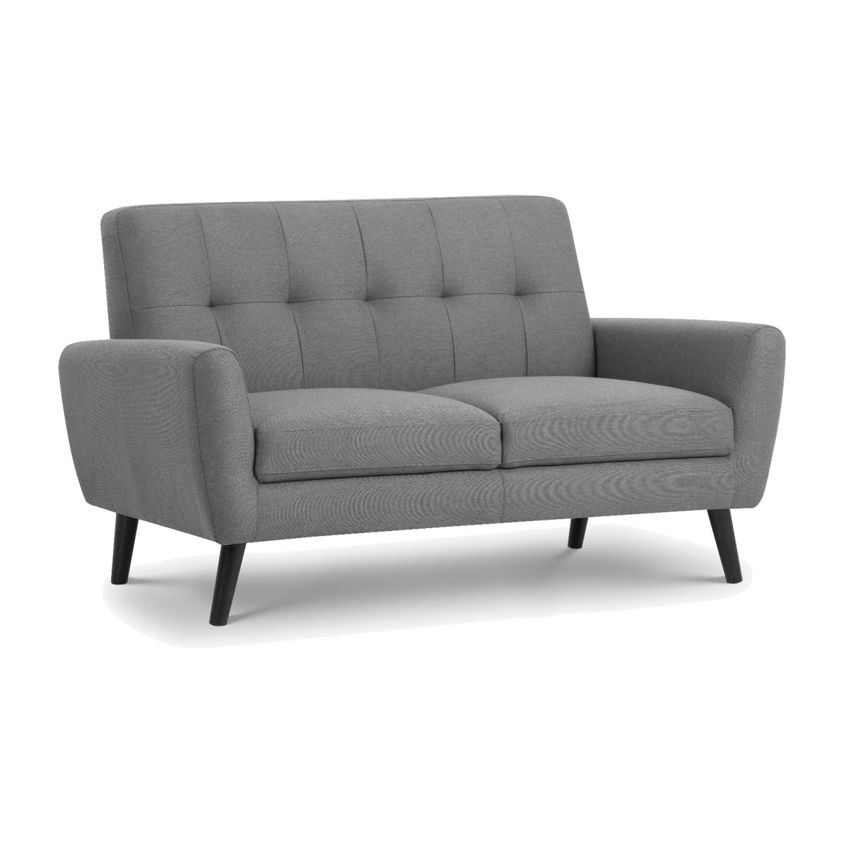 Monica Grey Linen Compact Retro 2 Seater Sofa