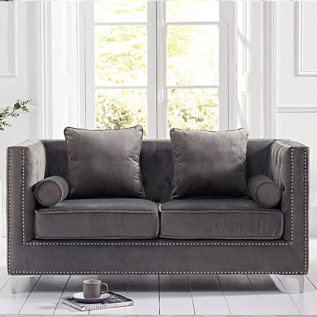 Amelie Grey Velvet 2 Seater Sofa – image 1