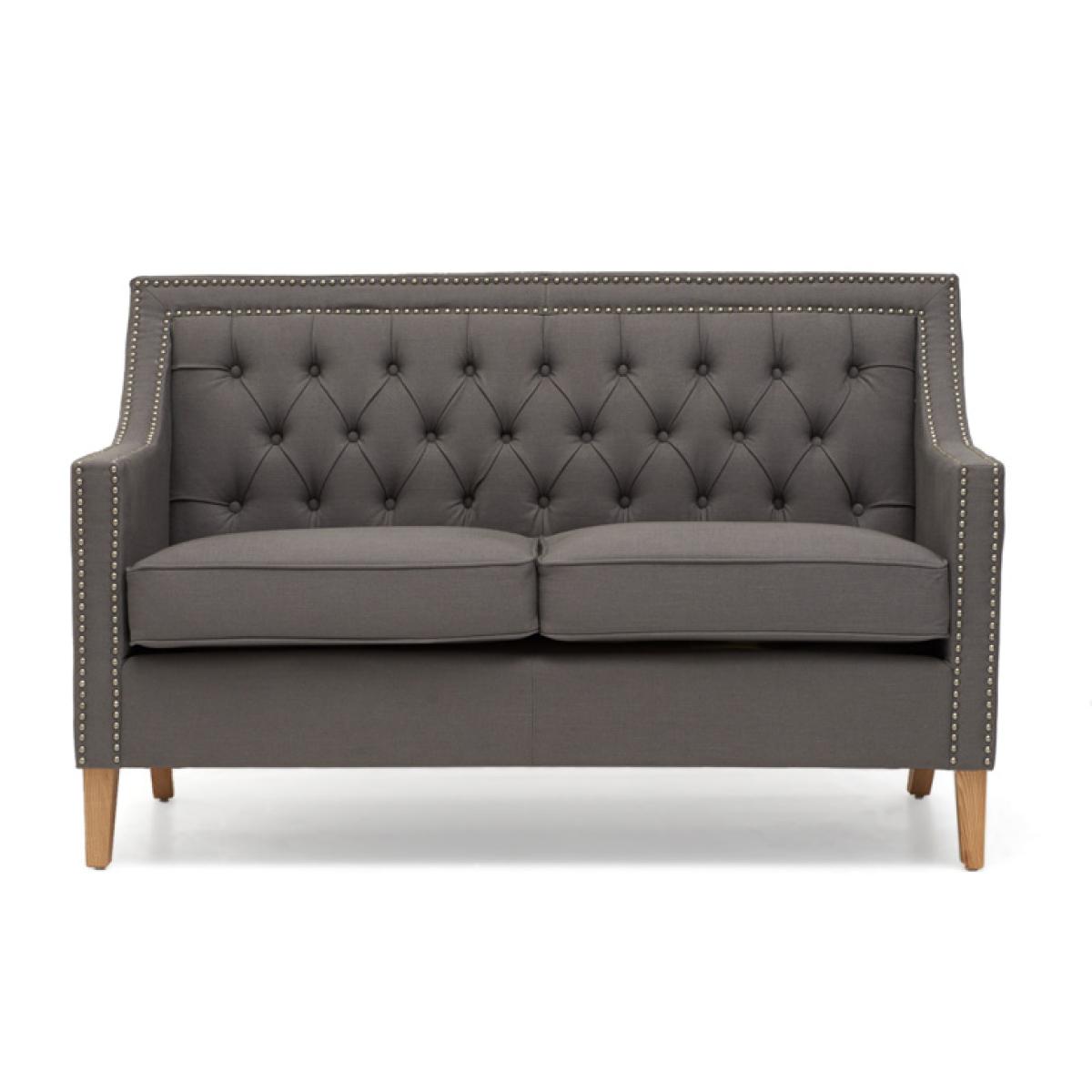Chatsworth Chesterfield Grey Linen Fabric 2 Seater Sofa – image 3