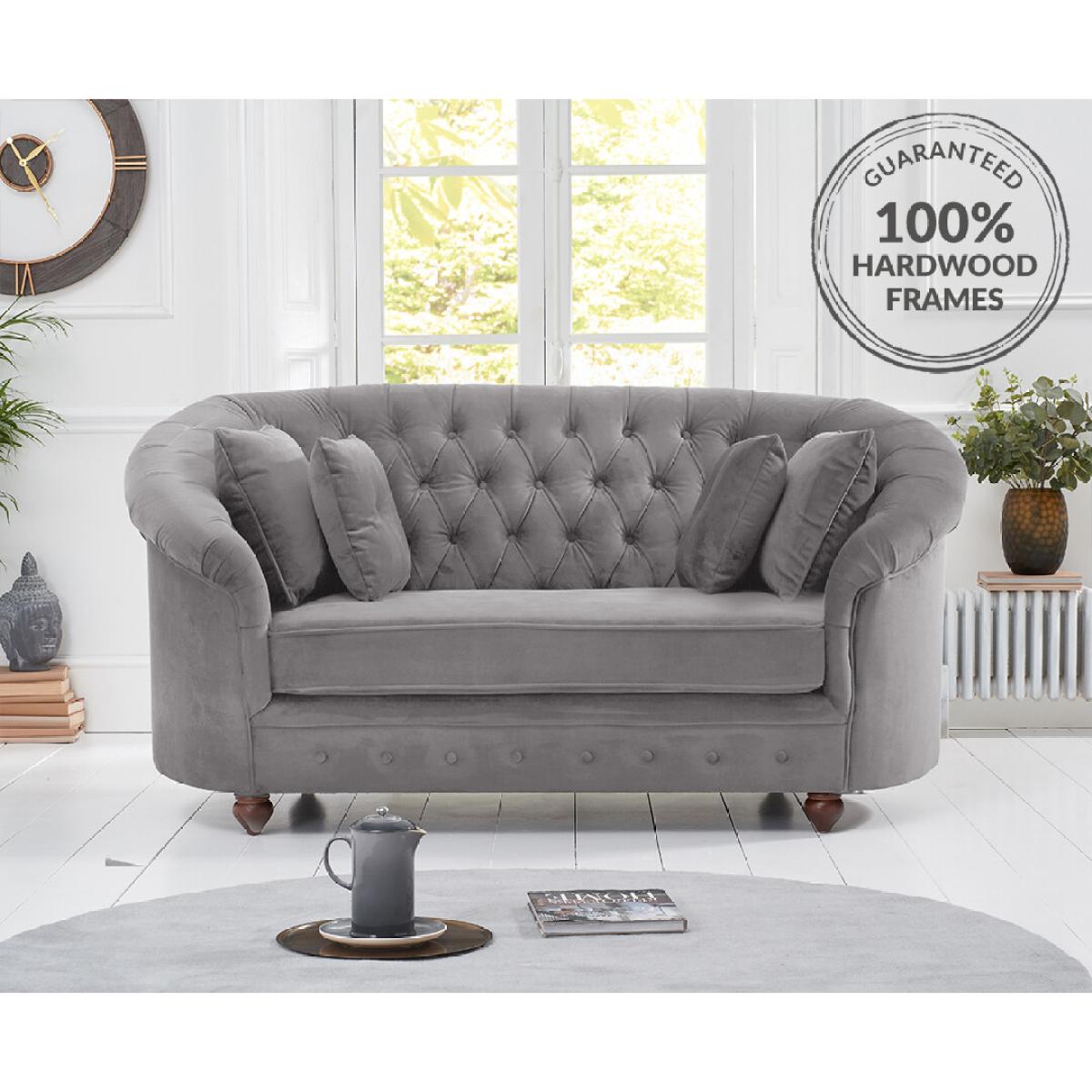 Apsley Chesterfield Grey Velvet 2 Seater Sofa – image 2