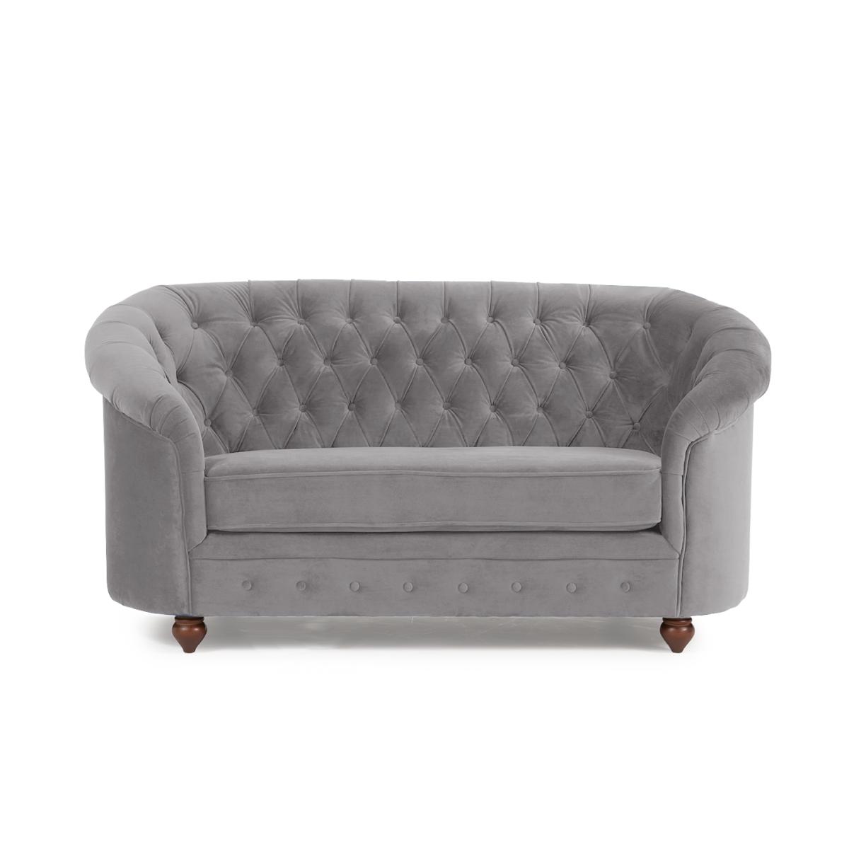 Apsley Chesterfield Grey Velvet 2 Seater Sofa – image 4
