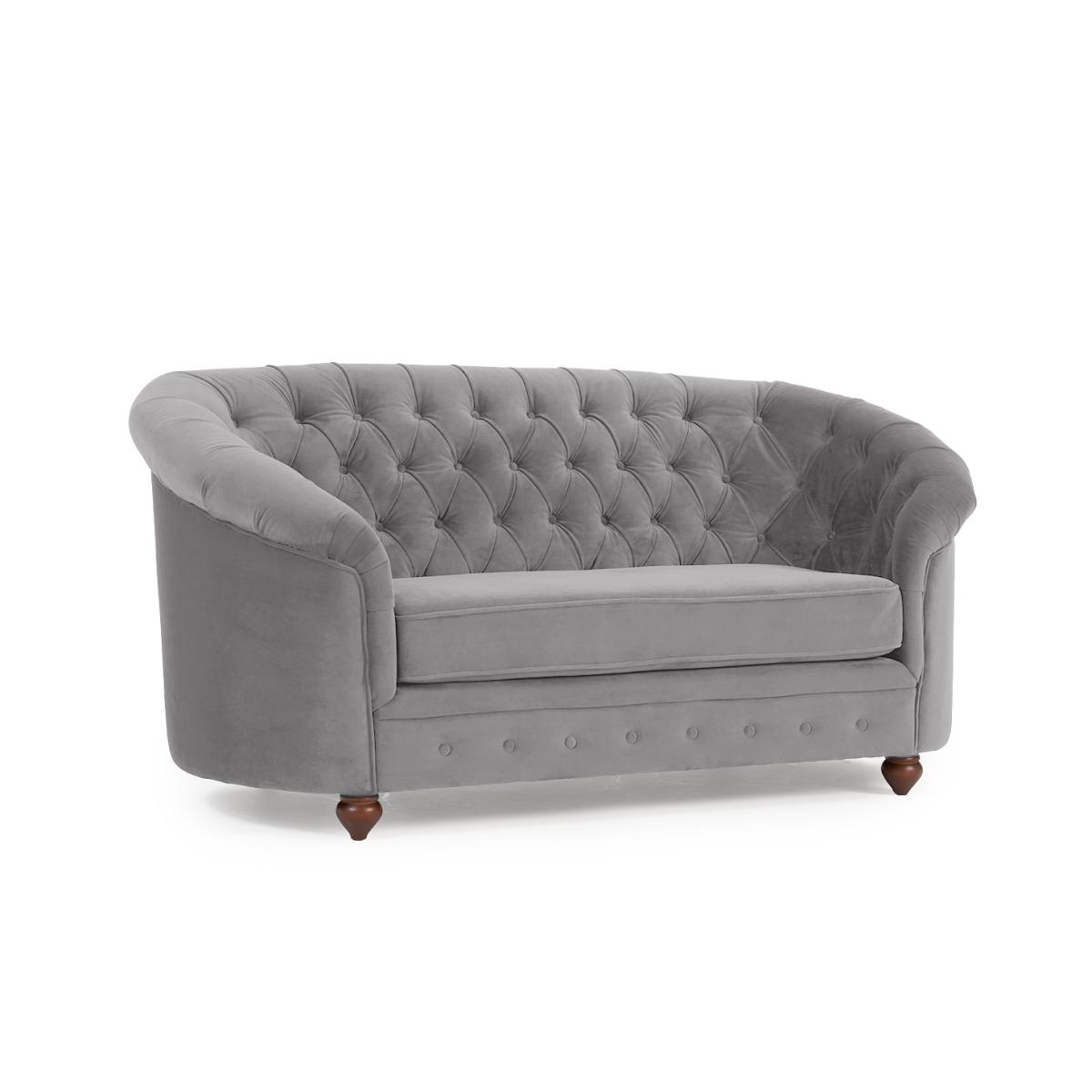 Apsley Chesterfield Grey Velvet 2 Seater Sofa – image 5
