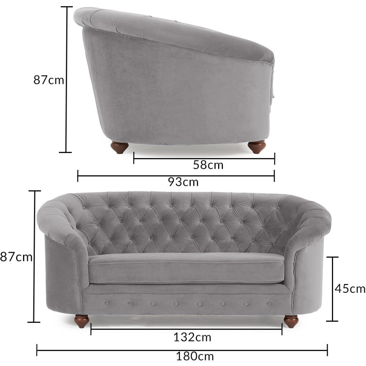 Apsley Chesterfield Grey Velvet 2 Seater Sofa – image 9
