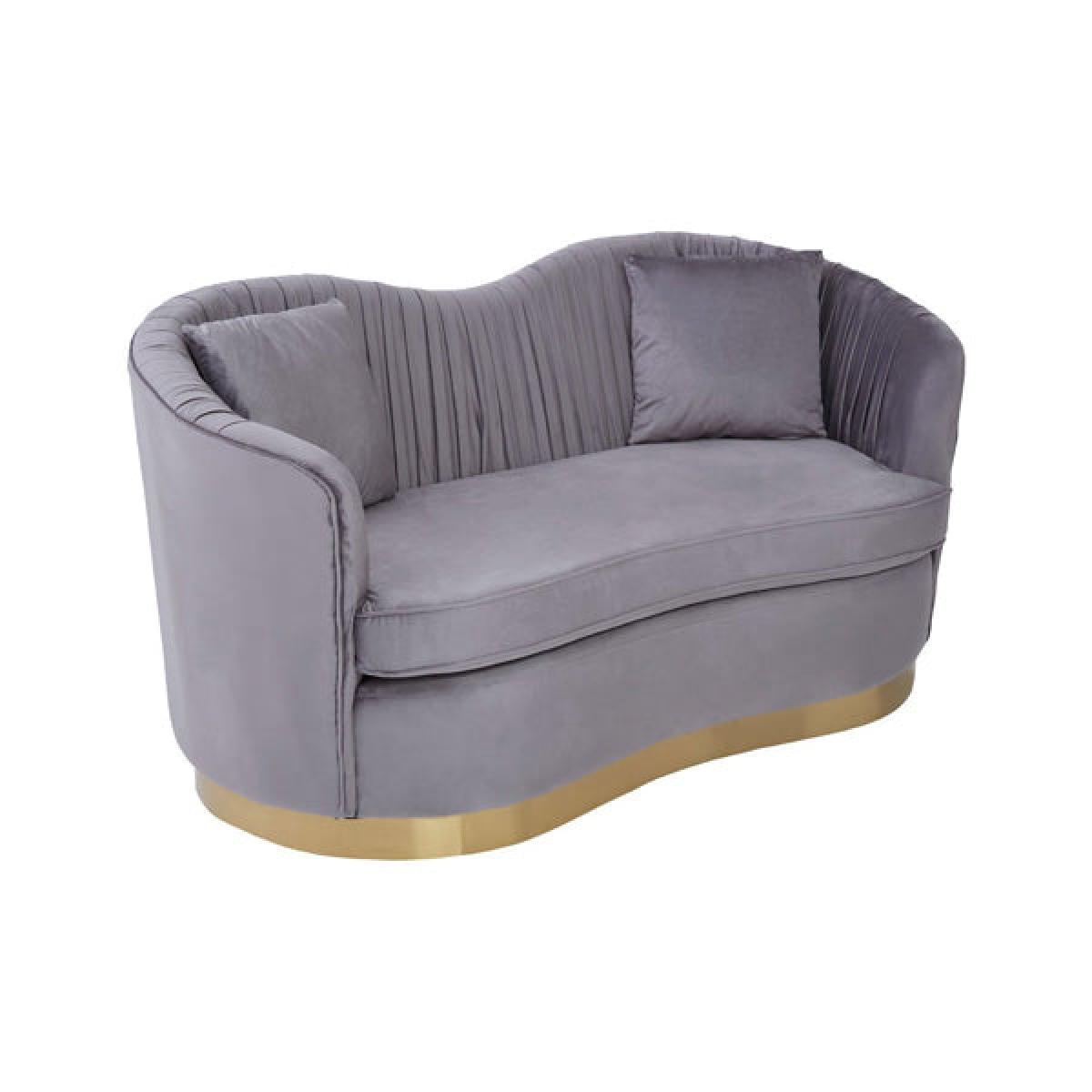 Olivia's Fleur 2 Seater Sofa Gold Metal Base Velvet Grey – image 2