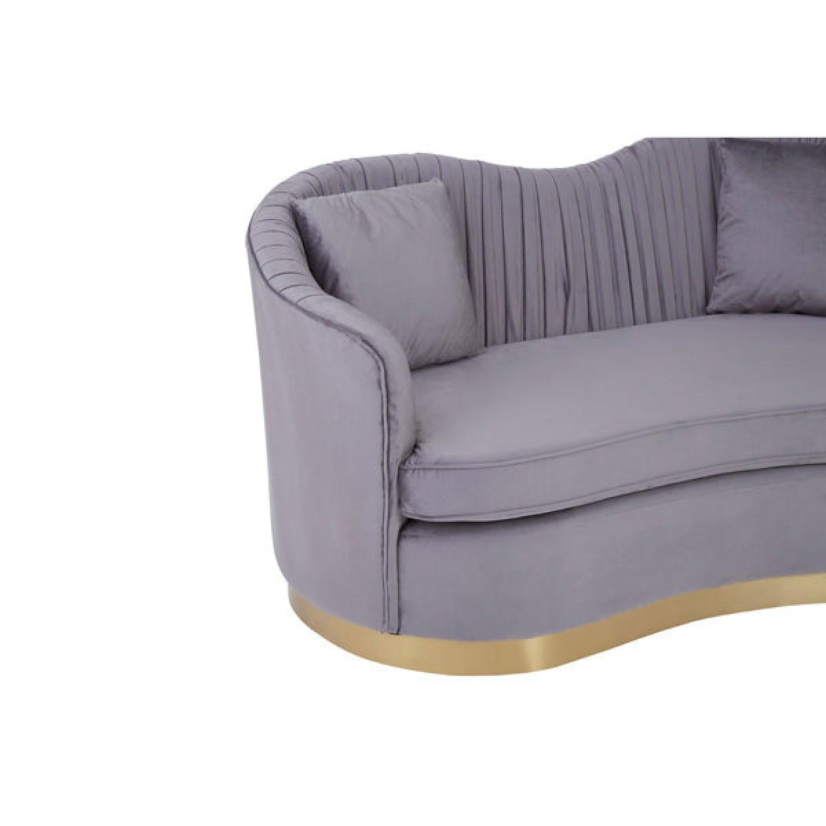 Olivia's Fleur 2 Seater Sofa Gold Metal Base Velvet Grey – image 5