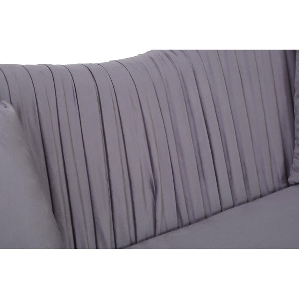 Olivia's Fleur 2 Seater Sofa Gold Metal Base Velvet Grey – image 7