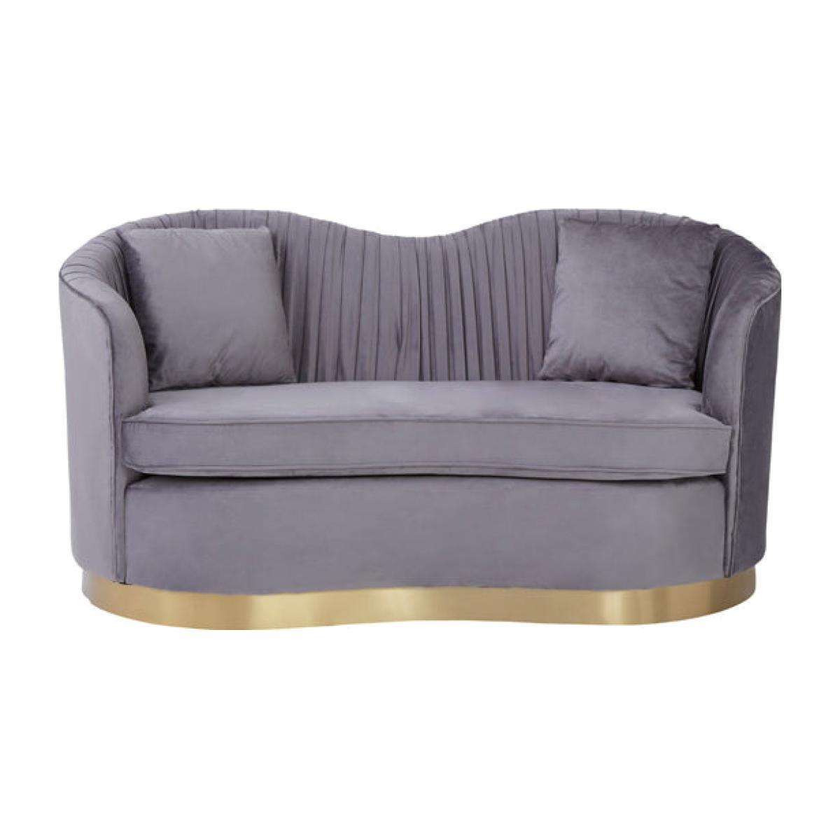 Olivia's Fleur 2 Seater Sofa Gold Metal Base Velvet Grey – image 1