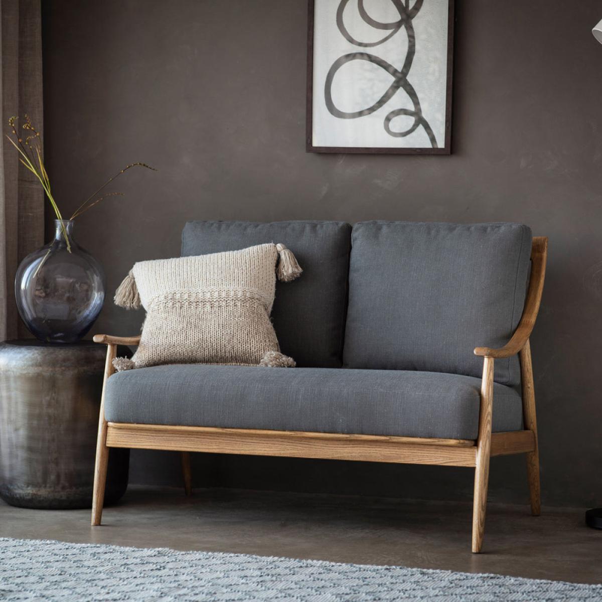Gallery Interiors Brody 2 Seater Sofa Dark Grey Linen – image 1