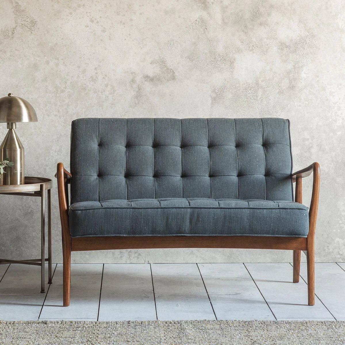 Gallery Interiors Humber 2 Seater Sofa in Dark Grey Linen | Outlet