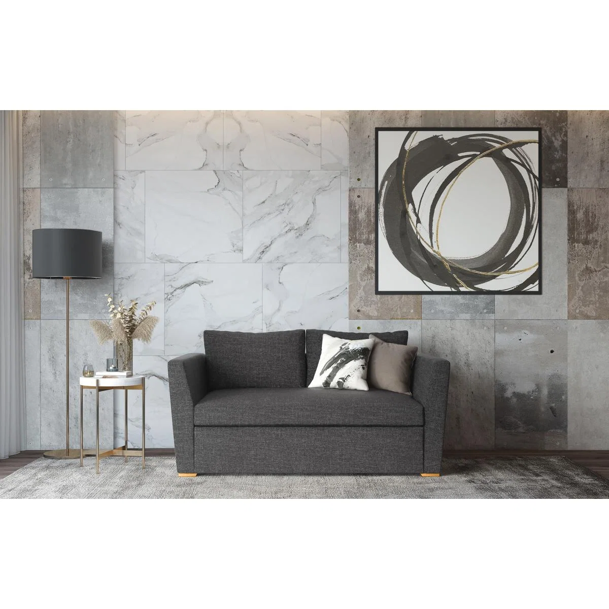 Evora - 2 Seater Sofa - Textured Dark Grey – image 1