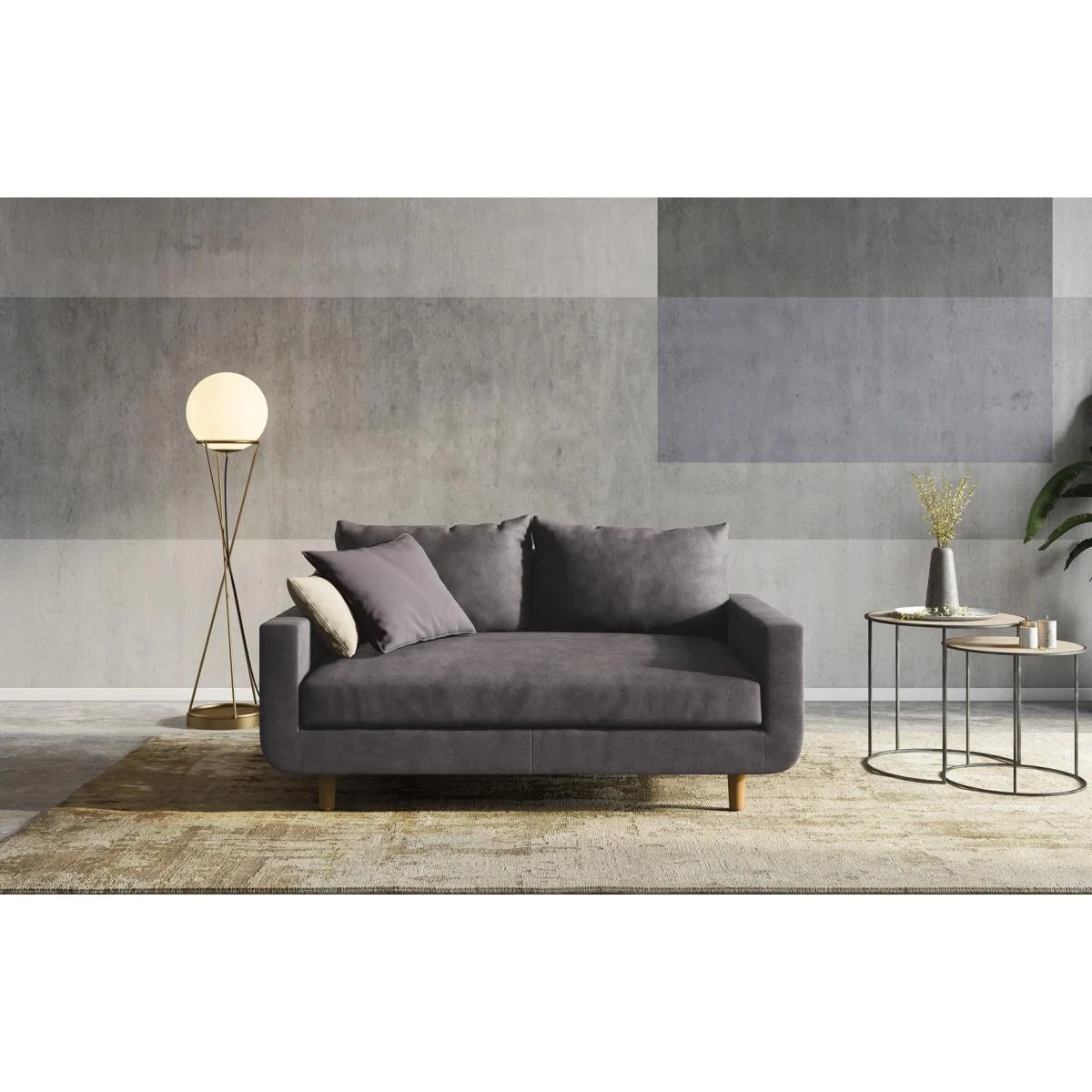 Portland - 2 Seater Sofa - Dark Grey Velvet – image 1