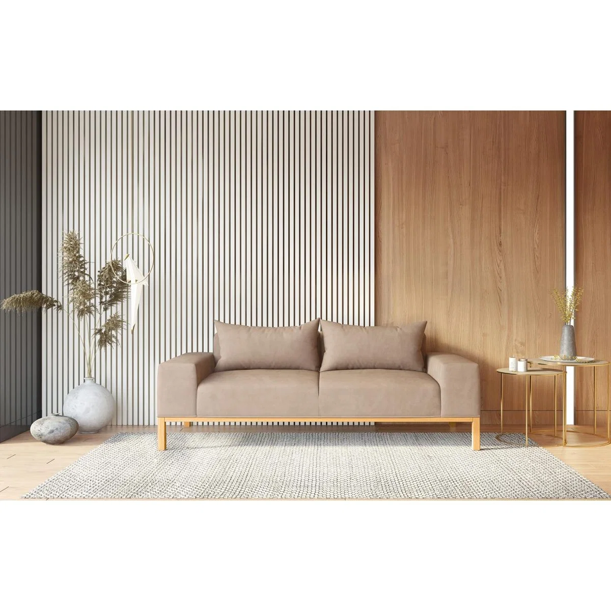 Adam - 2 Seater Sofa - Beige Velvet – image 1