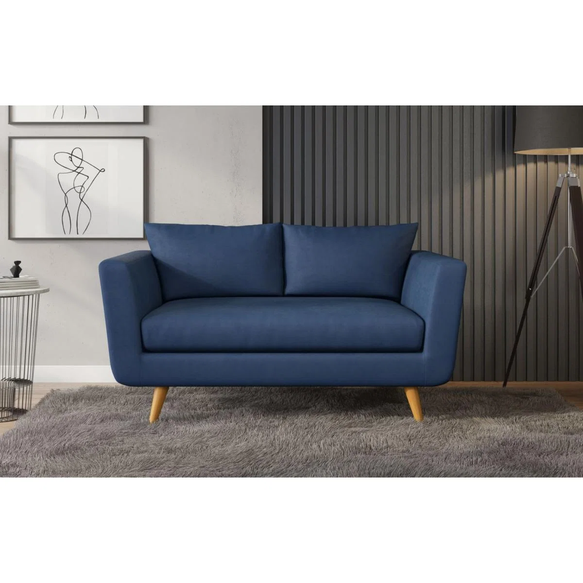 Mabel - 2 Seater Sofa - Navy Velvet – image 1