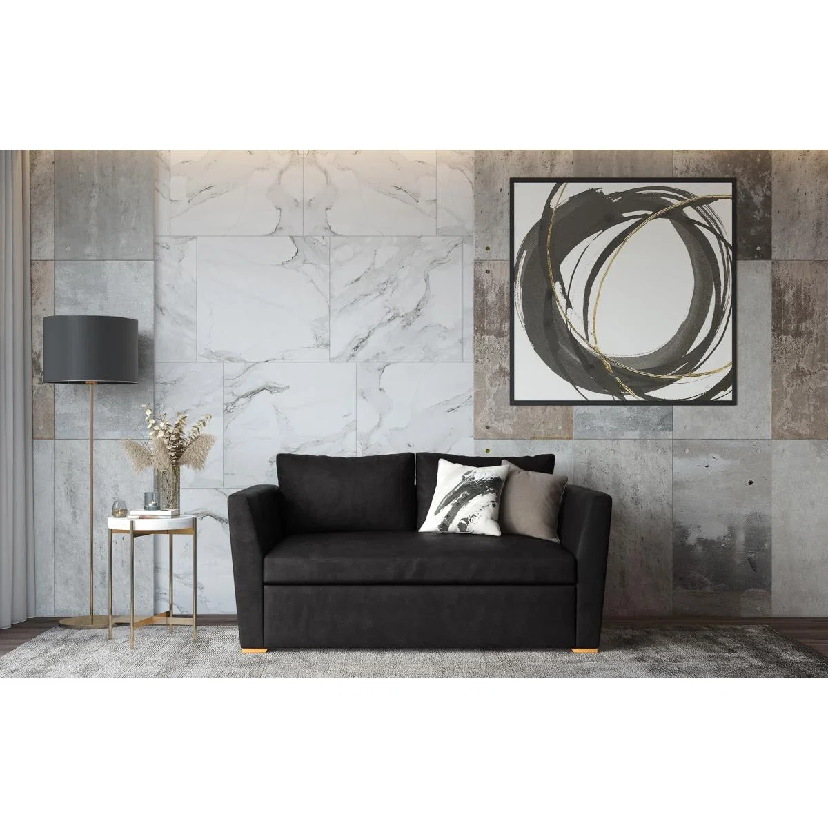 Evora - 2 Seater Sofa - Black Velvet – image 1