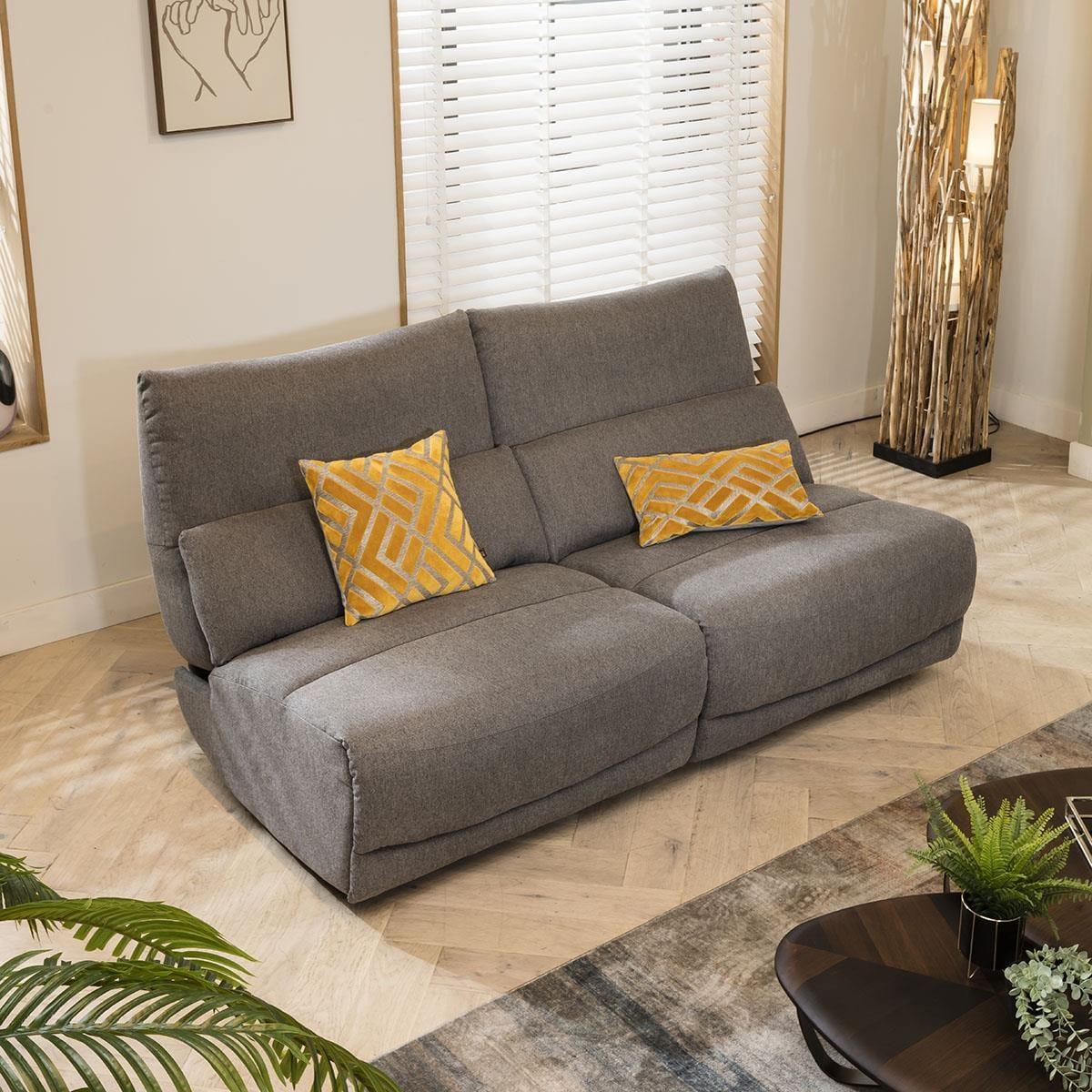 Quatropi Small 2 Seater Modern Sofa Couch Set Grey Fabric S2 – image 2