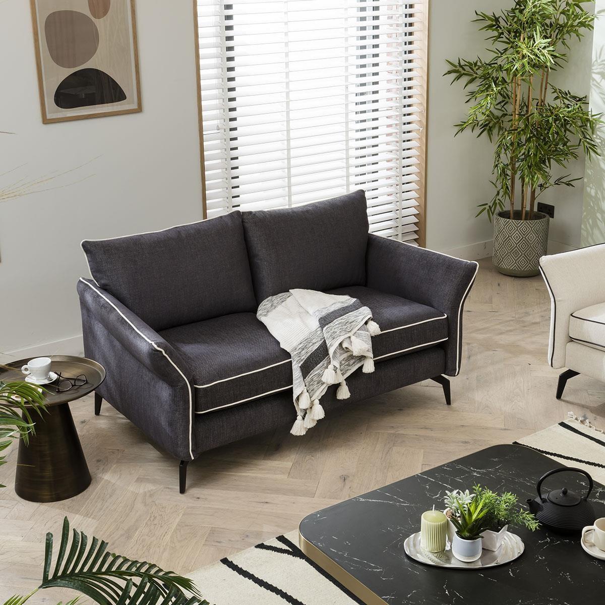 Quatropi 2 Seater Fabric Sofa - Modern Flared Arms - Choose Your Fabric - 165cm
