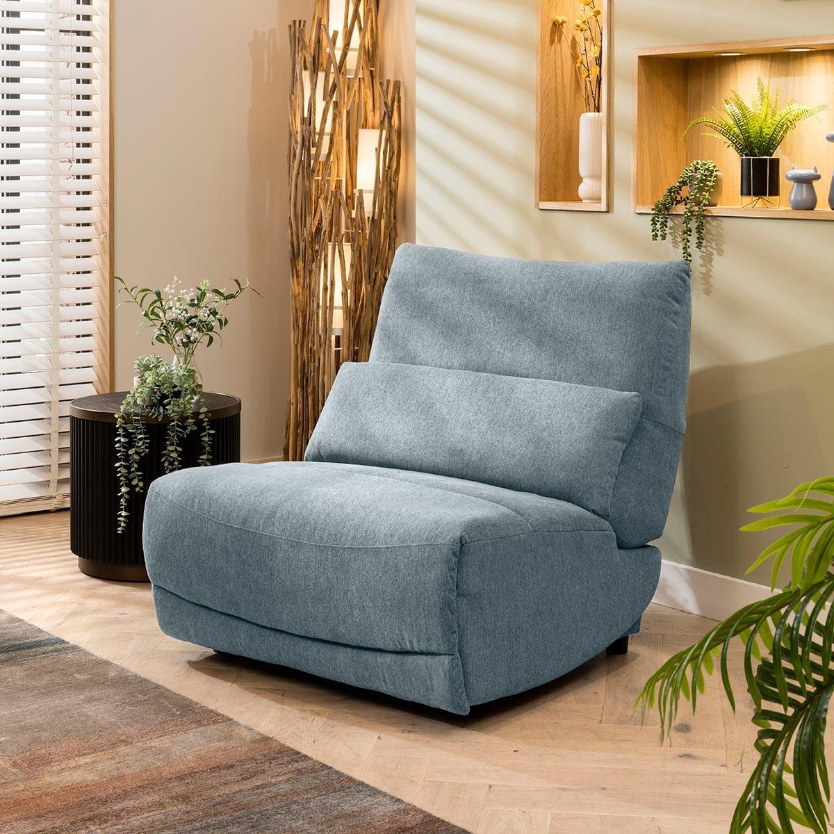 Quatropi Small 2 Seater Modern Recliner Sofa Set Blue Fabric S22R – image 5