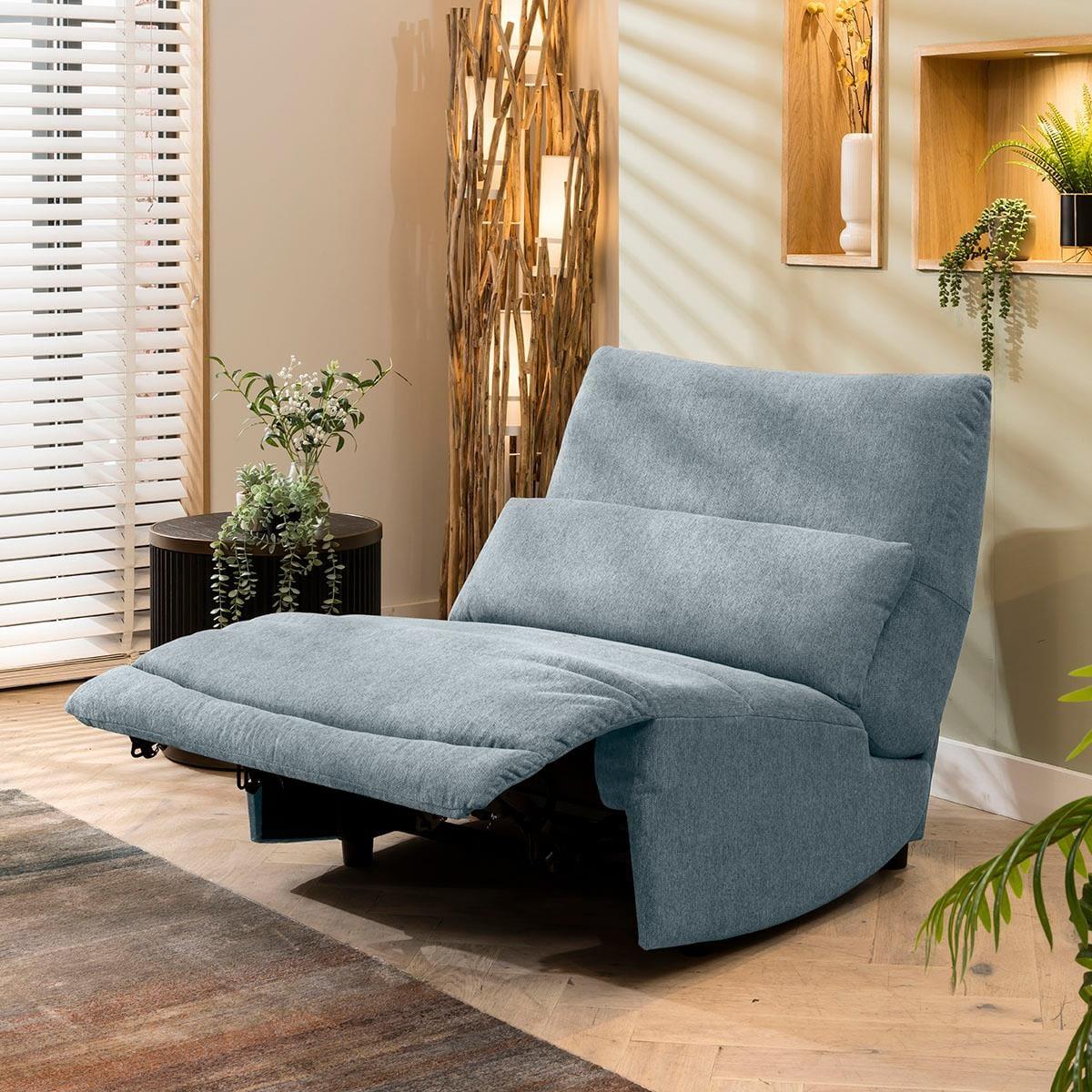 Quatropi Small 2 Seater Modern Recliner Sofa Set Blue Fabric S22R – image 6