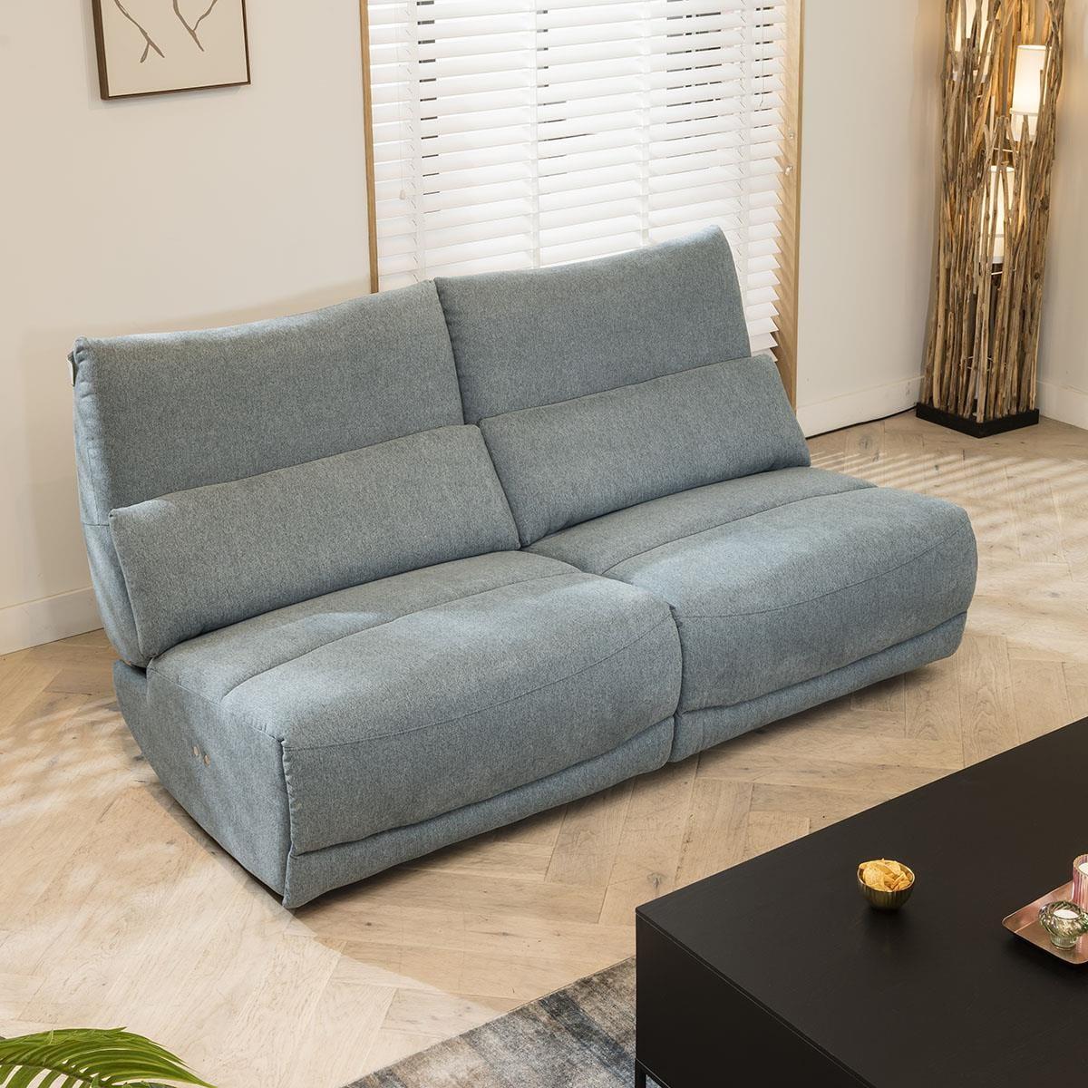 Quatropi Small 2 Seater Modern Recliner Sofa Set Blue Fabric S22R – image 7