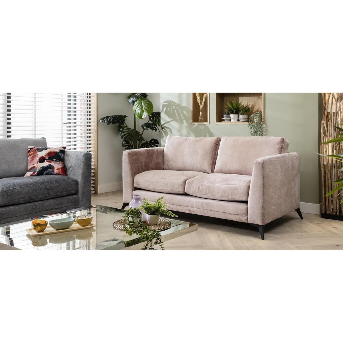Quatropi Modern 2 Seat Sofa - Premium Fabric - Riviera Blush Pink - 185cm – image 4