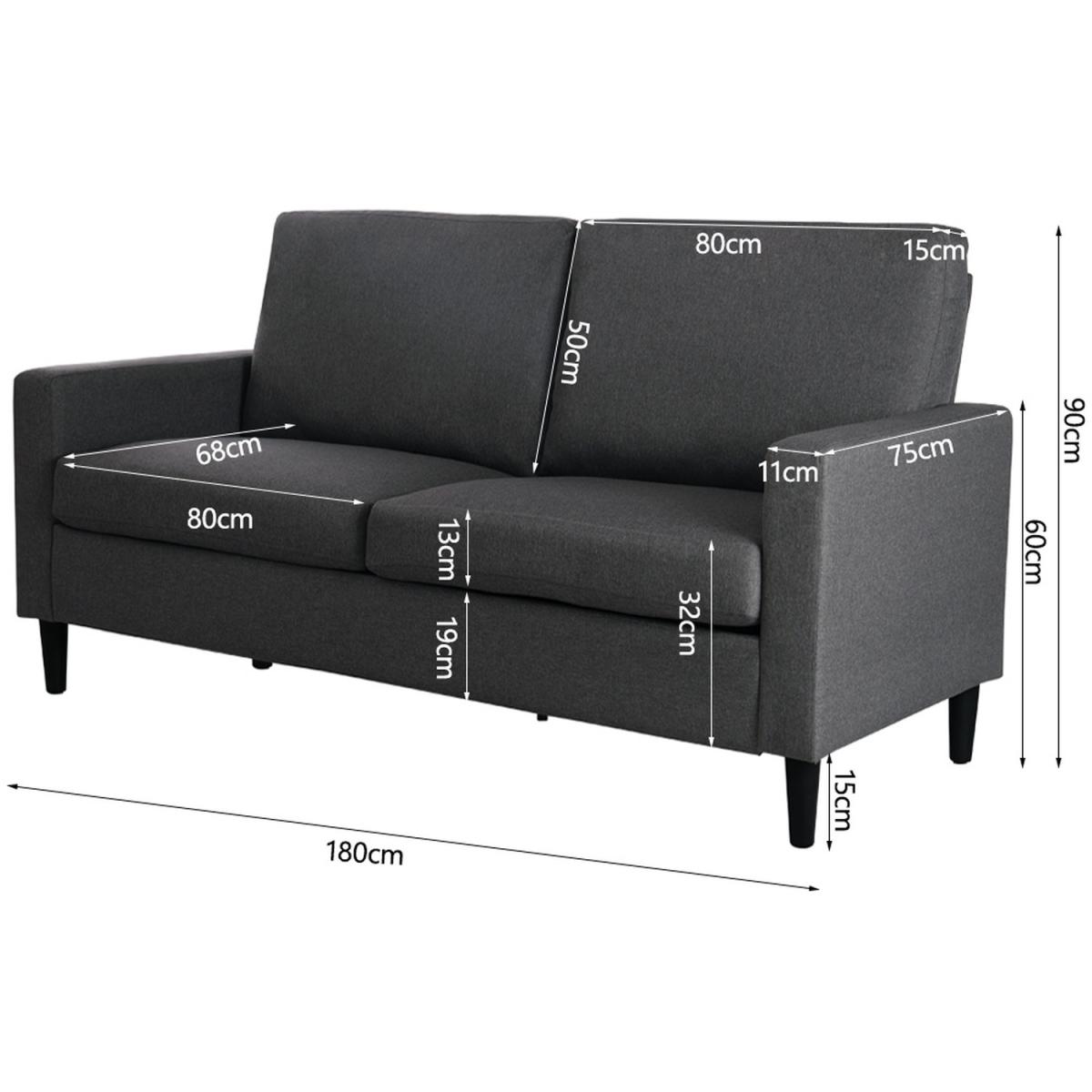 Linen 2 Seater Sofa - Dark Grey – image 5