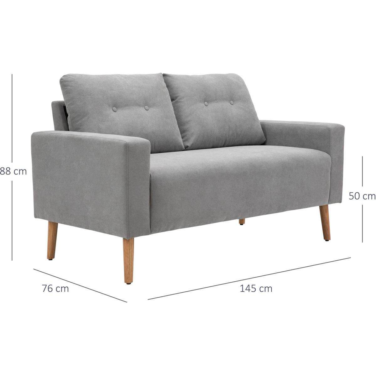 Fabric Upholstery Double Seat Sofa - Grey – image 2