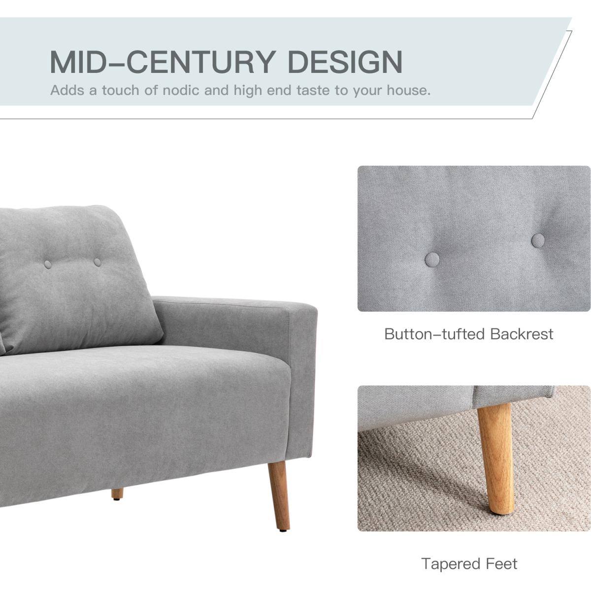 Fabric Upholstery Double Seat Sofa - Grey – image 3