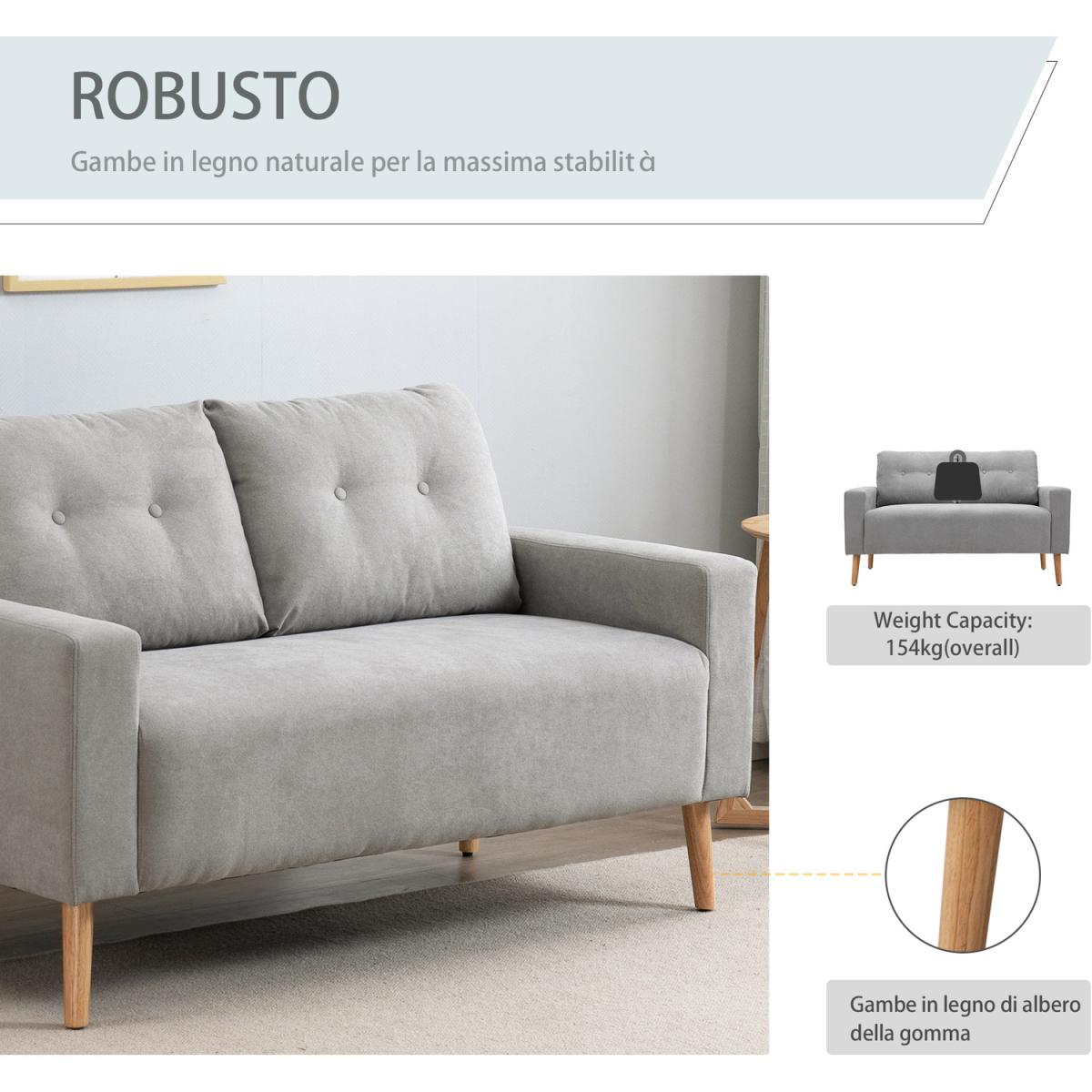 Fabric Upholstery Double Seat Sofa - Grey – image 4