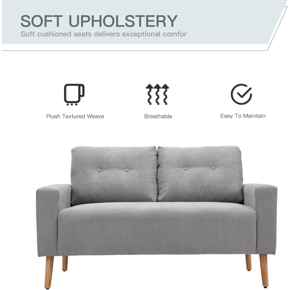 Fabric Upholstery Double Seat Sofa - Grey – image 5