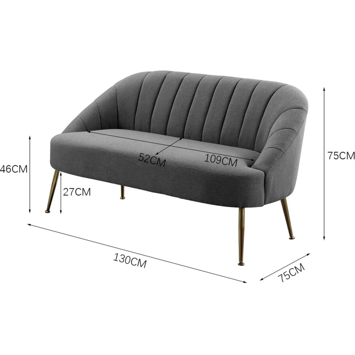 Double Seat Sanded Comfy Tub Chair - Grey – image 4