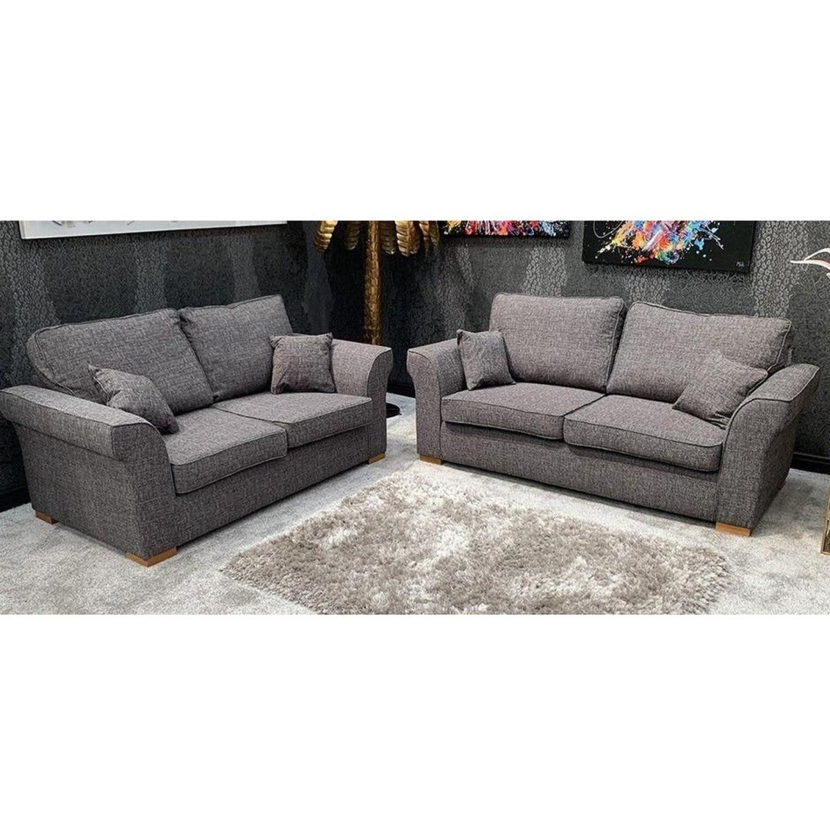 Hugo Lisbon Fabric 3 And 2 seater sofa set - Grey – image 2